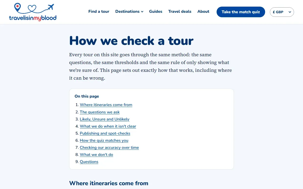 How we check page explaining the method