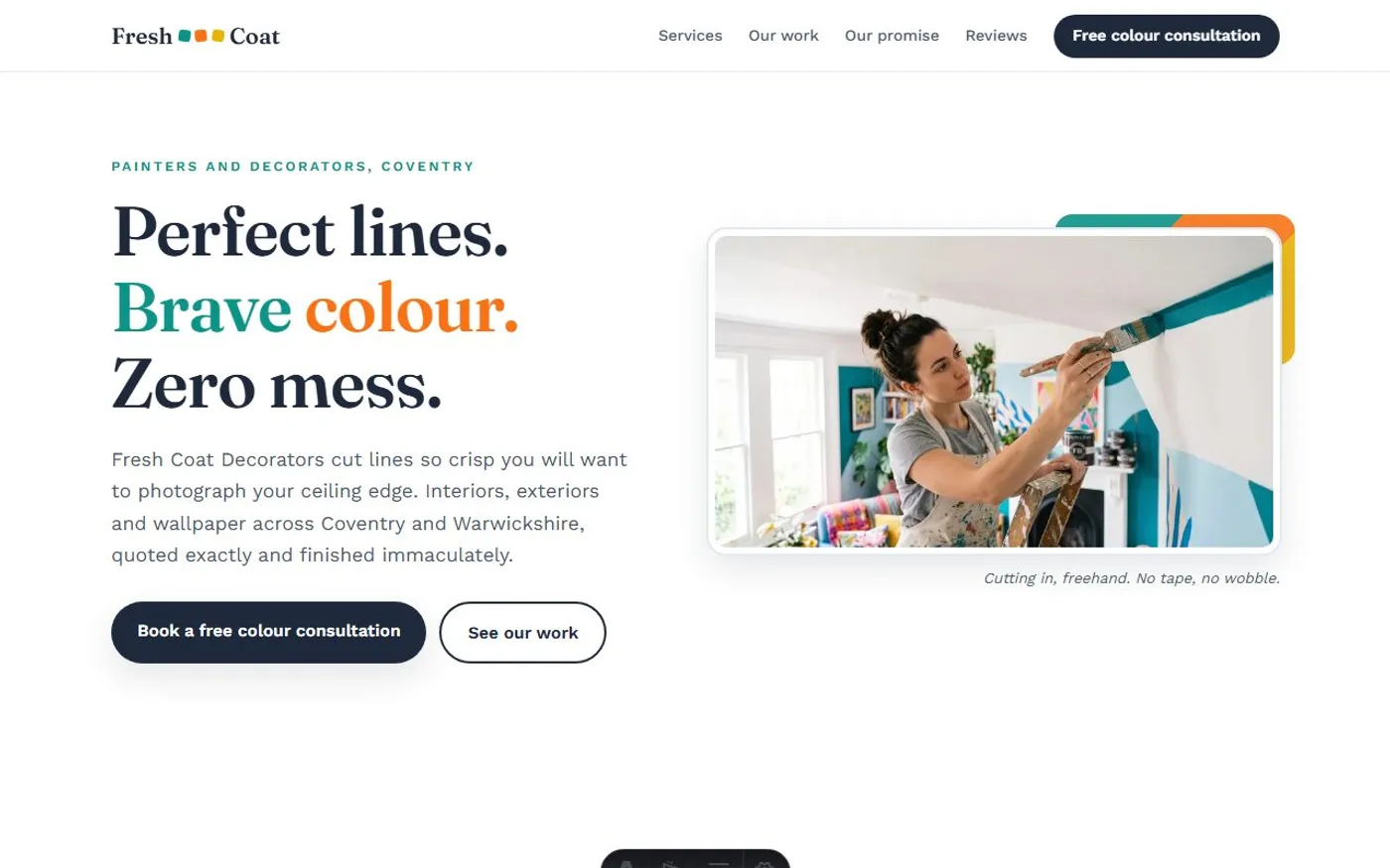 Fresh Coat Decorators, a sample painter & decorator website we designed