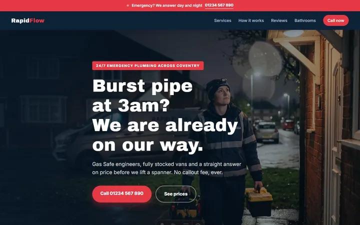 Rapid Flow Plumbing & Heating, a sample plumber website